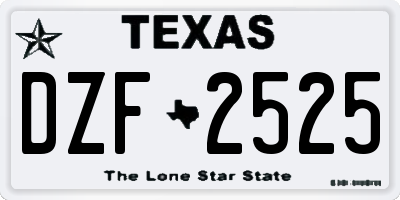 TX license plate DZF2525