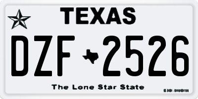 TX license plate DZF2526