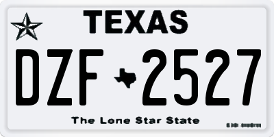 TX license plate DZF2527