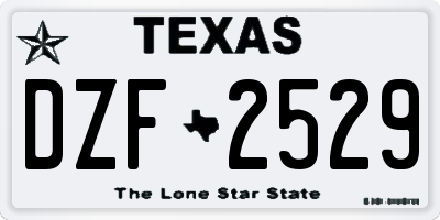 TX license plate DZF2529