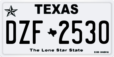 TX license plate DZF2530