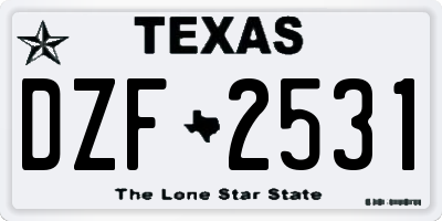 TX license plate DZF2531