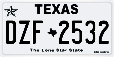TX license plate DZF2532