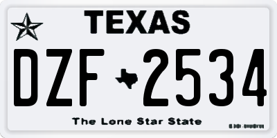 TX license plate DZF2534