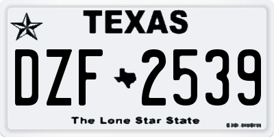 TX license plate DZF2539