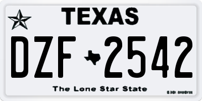 TX license plate DZF2542