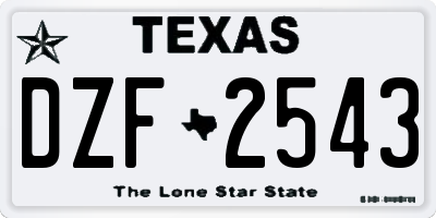 TX license plate DZF2543