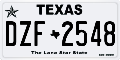 TX license plate DZF2548