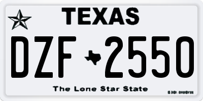TX license plate DZF2550