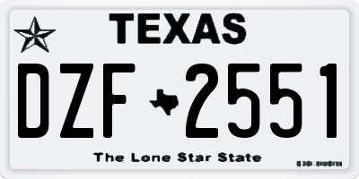 TX license plate DZF2551