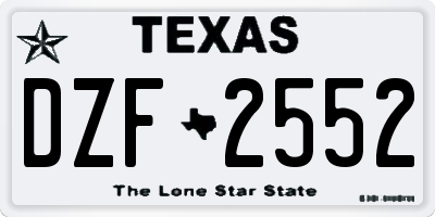 TX license plate DZF2552