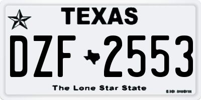 TX license plate DZF2553