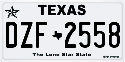 TX license plate DZF2558