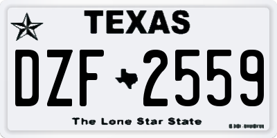 TX license plate DZF2559