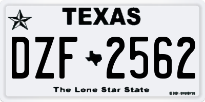 TX license plate DZF2562