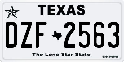 TX license plate DZF2563