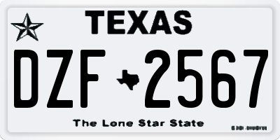 TX license plate DZF2567
