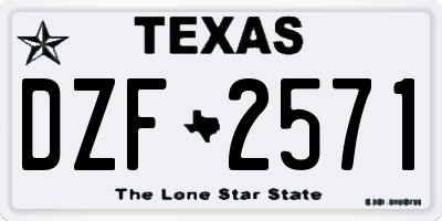 TX license plate DZF2571