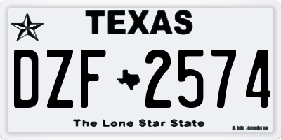 TX license plate DZF2574