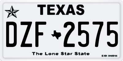 TX license plate DZF2575
