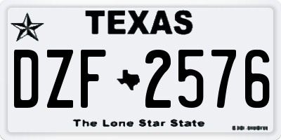 TX license plate DZF2576