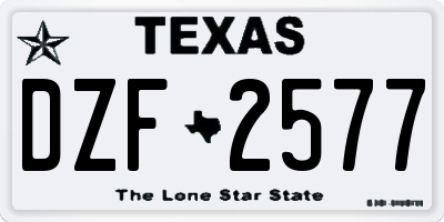 TX license plate DZF2577