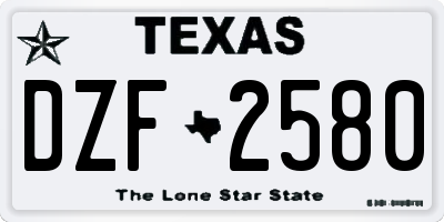 TX license plate DZF2580