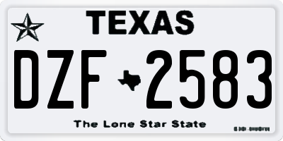 TX license plate DZF2583