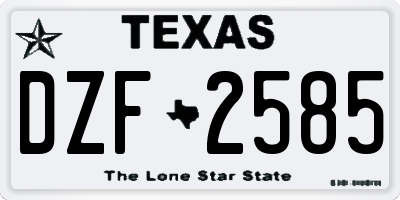 TX license plate DZF2585