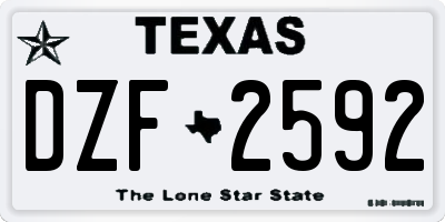 TX license plate DZF2592
