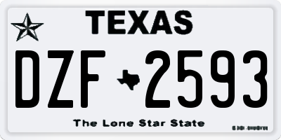 TX license plate DZF2593