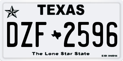 TX license plate DZF2596