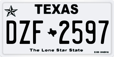 TX license plate DZF2597