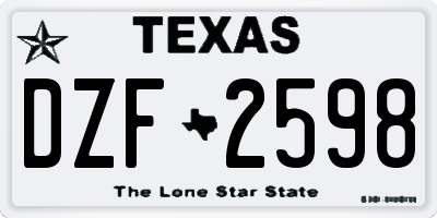 TX license plate DZF2598