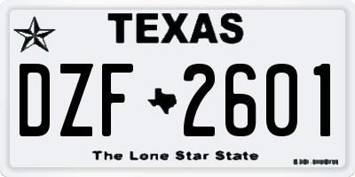 TX license plate DZF2601