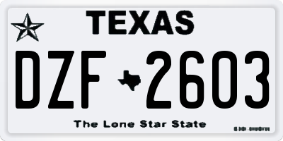 TX license plate DZF2603