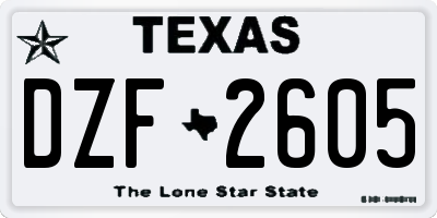 TX license plate DZF2605