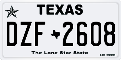 TX license plate DZF2608