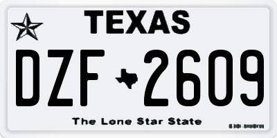TX license plate DZF2609