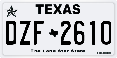 TX license plate DZF2610