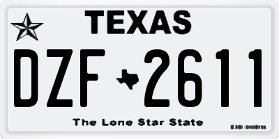 TX license plate DZF2611
