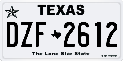 TX license plate DZF2612