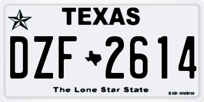 TX license plate DZF2614