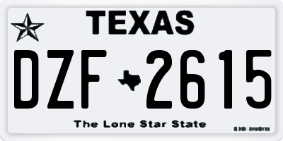 TX license plate DZF2615