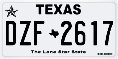 TX license plate DZF2617