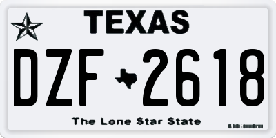 TX license plate DZF2618