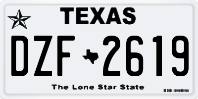 TX license plate DZF2619