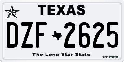 TX license plate DZF2625
