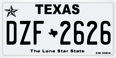 TX license plate DZF2626
