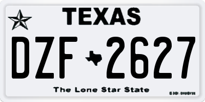 TX license plate DZF2627